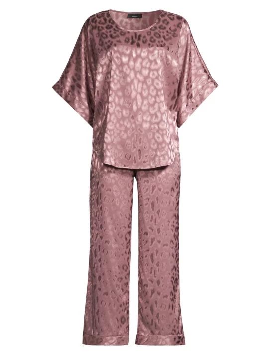 Natori Decadence Animal-Print Satin 2-Piece Pajama Set Midnight Navy 3 Natori Decadence Animal-Print Satin 2-Piece Pajama Set Midnight Navy